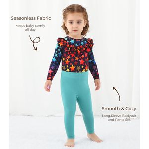 Conjunto de Body y Pantalón para Bebé al por Mayor, Manga Larga, Estampado de Estrellas, Unisex, Ropa de Punto Suave, Estilo Casual - Product Image 4