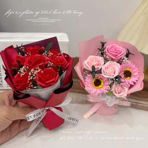 Bouquet di Fiori di Sapone, Regalo per San Valentino, Festa degli Insegnanti, Rosa Simulata, Piccolo Mazzo Finito, Regalo Creativo per Compleanno della Fidanzata - Product Image 2