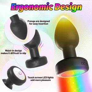 LED 라이트 G-스팟 항문 플러그 실리콘 항문 진동 전립선 마사지 원격 제어 남성과 여성을위한 성인 섹스 토이 블랙 - Product Image 5