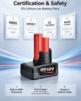 Baterai Pengganti Alat Tenaga Impak Lithium-ion Ternary Solid State 10.8V 4AH 5AH 6AH Isi Ulang 3C Maks 500 Siklus