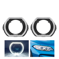 Lentille de projecteur LED xénon 12V 2,5'' 3'' Masque de lampe Angel Eye Blanc Auto LED DRL Phare avec anneau halo Neuf 12V