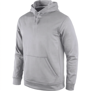 Sweat-shirt à capuche zippé gris pour homme, coupe classique, en coton tricoté, décontracté, hiver, avec poches, écologique, brodé - Product Image 1