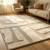 Tapis de luxe 3D gaufré géométrique en peluche, à poils longs ultra doux, grande taille, pour salon, canapé et décoration intérieure