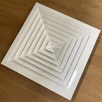 Diffuseur de plafond moderne en tôle d'aluminium Hvac T Bar 4 voies-Diffuseur carré de couverture d'aération