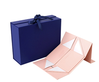 Boîte magnétique fantaisie, boîte en carton noir rigide, boîte de rangement pliable de luxe, boîte cadeau en papier avec fermeture magnétique et ruban