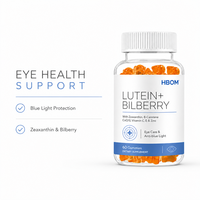 Gummies pour les yeux à marque privée OEM, supplément de lutéine et de myrtille avec zéaxanthine, vitamine C et zinc pour le soutien de la vision, 60 unités
