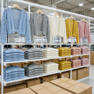 Cardigã Feminino Personalizado OEM ODM com Decote V Cropped, Renda Vazada, Tricô Jacquard, Manga Longa e Botões – Atacado e Marca Própria para Pedidos em Lote - Product Image 6
