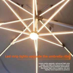<span class=keywords><strong>Parasol</strong></span> d'extérieur moderne et minimaliste en aluminium avec éclairage LED pour cour, balcon et aménagements de mobilier extérieur - Product Image 3