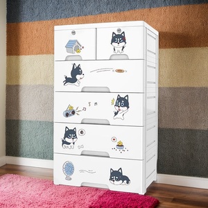 Armoire de rangement en plastique à <span class=keywords><strong>3</strong></span> 5 niveaux pour la chambre des enfants Placards imprimés de chiens mignons pour la chambre à coucher Armoire - Product Image 3