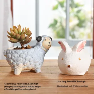 Chậu cây mọng nước gốm sứ tráng men hiện đại, thiết kế động vật dễ thương sáng tạo dành cho trẻ mẫu giáo, chậu hoa nhỏ & chậu cây - Product Image 3