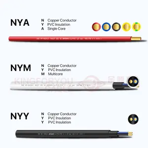 Cable eléctrico de cobre de bajo voltaje, 4 núcleos, 5 núcleos, 10mm, 16mm, 25mM, aislamiento de PVC, Cable de alimentación NYY/NYM/NYA