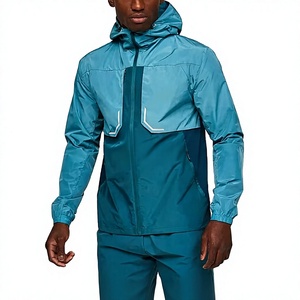 Conjunto de Chándal Deportivo Casual de 2 Piezas, Ligero, de Nailon/Algodón, con Capucha, Estampado Sólido, Cortavientos, Venta al por Mayor Barata para Invierno - Product Image 1