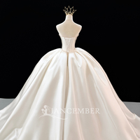 Robe de mariée en satin Jfh162, bustier, décolleté cœur, corset, ornée de cristaux argentés, robe de bal scintillante Jancember