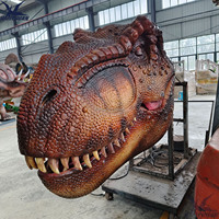 Sculpture réaliste de tête de dinosaure Tyrannosaurus Rex animatronique avec structure métallique pour parcs d'attractions et utilisation en extérieur