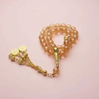 Chapelet musulman Zan Beads 33 perles de 10 mm en ambre artificiel transparent, chapelet islamique Tasbih, chapelet islamique
