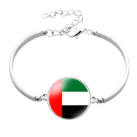 Bracelet en métal personnalisé avec drapeau national britannique, bracelet en verre cabochon avec pierre précieuse pour collection culturelle et événement sportif