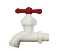 Keran Air Plastik UPVC Putih 1/2" BSP Thread, Tuas T-handle, Pilihan Tuas Pegangan, Keran Air Dinding Luar Ruangan