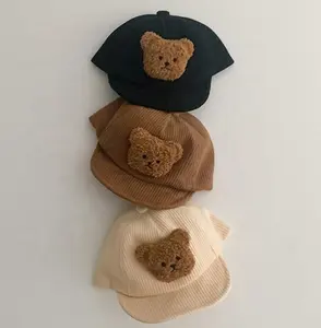 Baby Baby Baumwolle Cord Trucker Hut mit Plüsch Unisex Baby Cap Winter hüte 100% Baumwolle Kopf bedeckung 3 Farben erhältlich GEMEINSAM