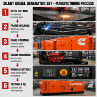 Groupe électrogène diesel triphasé extérieur de type ouvert haute puissance 50 kW 63 KVA Weichai Démarrage automatique 480V Usage industriel Super silencieux ATS