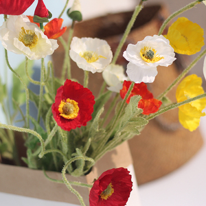 Simulación de flores de seda de amapola de maíz, arreglo floral de flores artificiales adecuado para regalos de cumpleaños y acentos de vegetación interior - Product Image 5