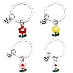 ins Wind schöne frische Legierung Tropfenöl Frangipani Tulipinenblume Liebe danke Schlüsselanhänger Tasche hängend ornament