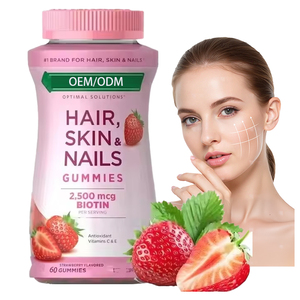 女性のためのビタミンビオチンの毛の爪の成長のミイラが付いているOEM/ODM/OBMのストロベリーガムは毛、皮および爪の健康を支えます - Product Image 1