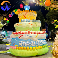 Gâteau d'anniversaire gonflable lumineux en tissu Oxford Chenghuang, modèle 091xl - Accessoires de taille personnalisable pour anniversaire en extérieur