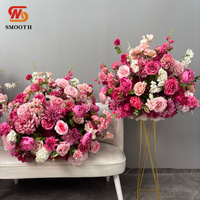 Fleurs et plantes décoratives lisses pour centres de table de mariage, boule de fleurs artificielle rose, fournitures de décoration de mariage
