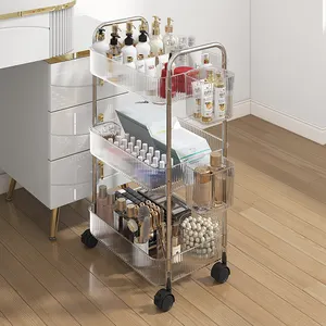 Estantería de carrito con textura de lujo ligera, organizador para el cuidado de la piel, soporte para exhibición de maquillaje, estante cosmético para oficina, dormitorio y baño