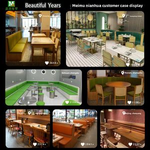 ชุดเฟอร์นิเจอร์ร้านอาหารทรงสี่เหลี่ยมสำหรับโรงแรม บาร์บีคิว ร้านชาไข่มุก ร้านกาแฟ - โต๊ะ เก้าอี้ ตู้เก็บของ ทำจากไม้เนื้อแข็งสั่งทำพิเศษ - Product Image 5