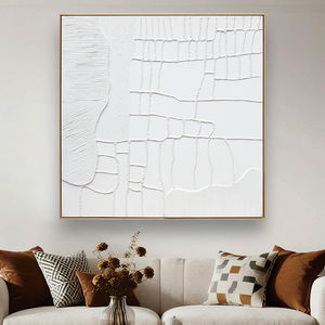 Dipinto a Olio Astratto di Alta Qualità Personalizzato con Cornice in Legno, <span class=keywords><strong>Arte</strong></span> Moderna Fatta a Mano su Tela, Dipinto Quadrato Bianco Puro - Product Image 2