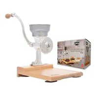 Moulin à aliments en fonte étamée avec base en bois, broyeur manuel pour maïs, riz, lentilles, pois chiches