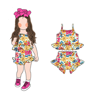 Ensemble 2 Pièces Été Fille : Gilet Sans Manches Imprimé Adorable et Short à Volants – Nouvelle Collection 2026 – Tenue Respirante, Douce et Agréable pour la Peau