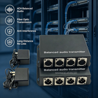 Convertidor de Audio XLR Unidireccional de 4 Canales, Transmisión de 20KM, Audio Analógico Balanceado a Transceptor de Fibra Óptica SC