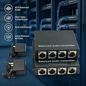 Convertisseur audio XLR unidirectionnel 4 canaux, transmission sur fibre optique 20 km, audio analogique équilibré vers émetteur-récepteur fibre optique SC - Product Image 1