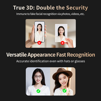 Contrôleur d'accès par reconnaissance faciale, appareil de pointage des heures par empreinte digitale, vision nocturne, détection de température et de mouvement, TCP/IP