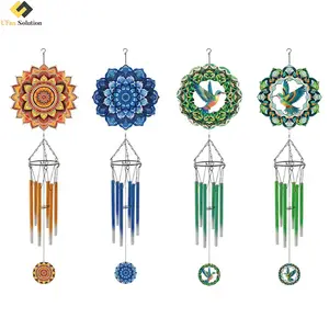 Kim loại memorial gió Chimes windchimes với thép không gỉ 3D Mandala Chim Ruồi gió Spinner ngoài trời treo trang trí nội thất giải phóng mặt bằng