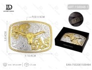 Boucle de ceinture de style western ronde et carrée de 5,0 cm en argent avec placage or - Product Image 3