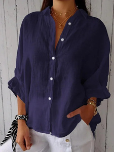 Chemisiers et chemises de grande taille pour femmes élégantes pour le printemps et l'été Chemise blanche en lin à lacets dans le dos - Product Image 4