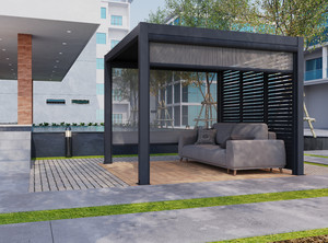 Pérgola de Aluminio Motorizada con Persianas Ajustables a Prueba de Viento para Grandes Espacios Comerciales - Product Image 3