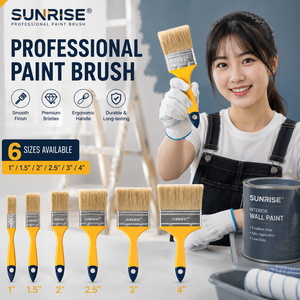 SUNRISE Ensemble de pinceaux à peinture d'angle de qualité industrielle, poils de soie de porc, personnalisable OEM pour l'application de peinture au latex à usage domestique - Product Image 1