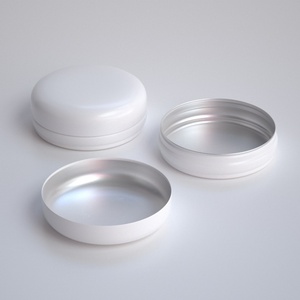 Pot cosmétique rond en aluminium de 100 ml avec bouchon à vis et impression sérigraphique couleurs or/blanc/noir pour sucre et savon à l'huile d'olive - Product Image 3