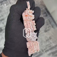 Pendentif en argent 925 avec chaîne en diamant, personnalisé avec un nom, lettre VVS, moissanite, bijoux pour hommes, testeur de diamant, glacé, hip hop