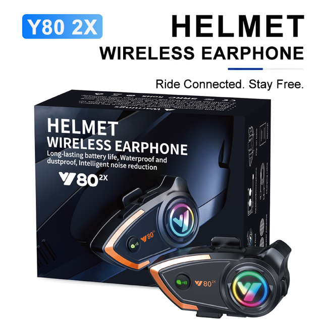 2026 New ABS Motorcycle Helmet Intercom Headset with IPX6 Waterproof 10M for Range Open Face Design