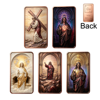 Barre de cuivre pur 1oz 5oz, lingot personnalisé en gros, .999 pur, avec relief religieux de Jésus rouge, pour collection de foi et cadeau