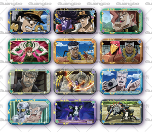 24 Cajas al por Mayor Anime Guangbo <span class=keywords><strong>JoJo</strong></span>'s Bizarre Adventure: Stardust Crusaders Caja Sorpresa de Coleccionables con Insignias de Metal y Tarjetas de Juego - Product Image 2