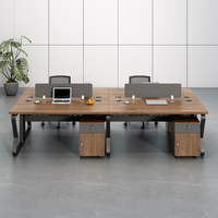 Bureau modulaire moderne blanc bon marché Design bureau d'ordinateur bureau d'étude Table de travail avec étagères à 4 niveaux
