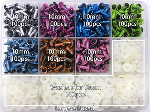 700 Uds ojos <span class=keywords><strong>de</strong></span> seguridad <span class=keywords><strong>de</strong></span> 10mm con arandelas para Amigurumi Crochet coloridos ojos <span class=keywords><strong>de</strong></span> plástico con purpurina para manualidades oso <span class=keywords><strong>de</strong></span> peluche - Product Image 2