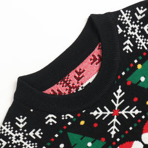 Fabricants de pulls en jacquard à <span class=keywords><strong>col</strong></span> rond pour hommes, à manches longues, pour l'hiver, à thème de Noël - Product Image 3