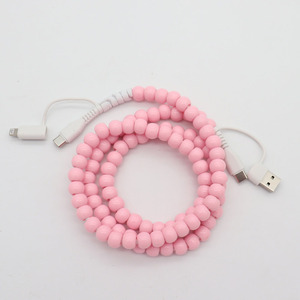 สายชาร์จโทรศัพท์แบบลูกปัด 4-in-1 น่ารัก สไตล์เนิร์ด หลากสี ใส พร้อมที่ชาร์จในรถ - Product Image 3